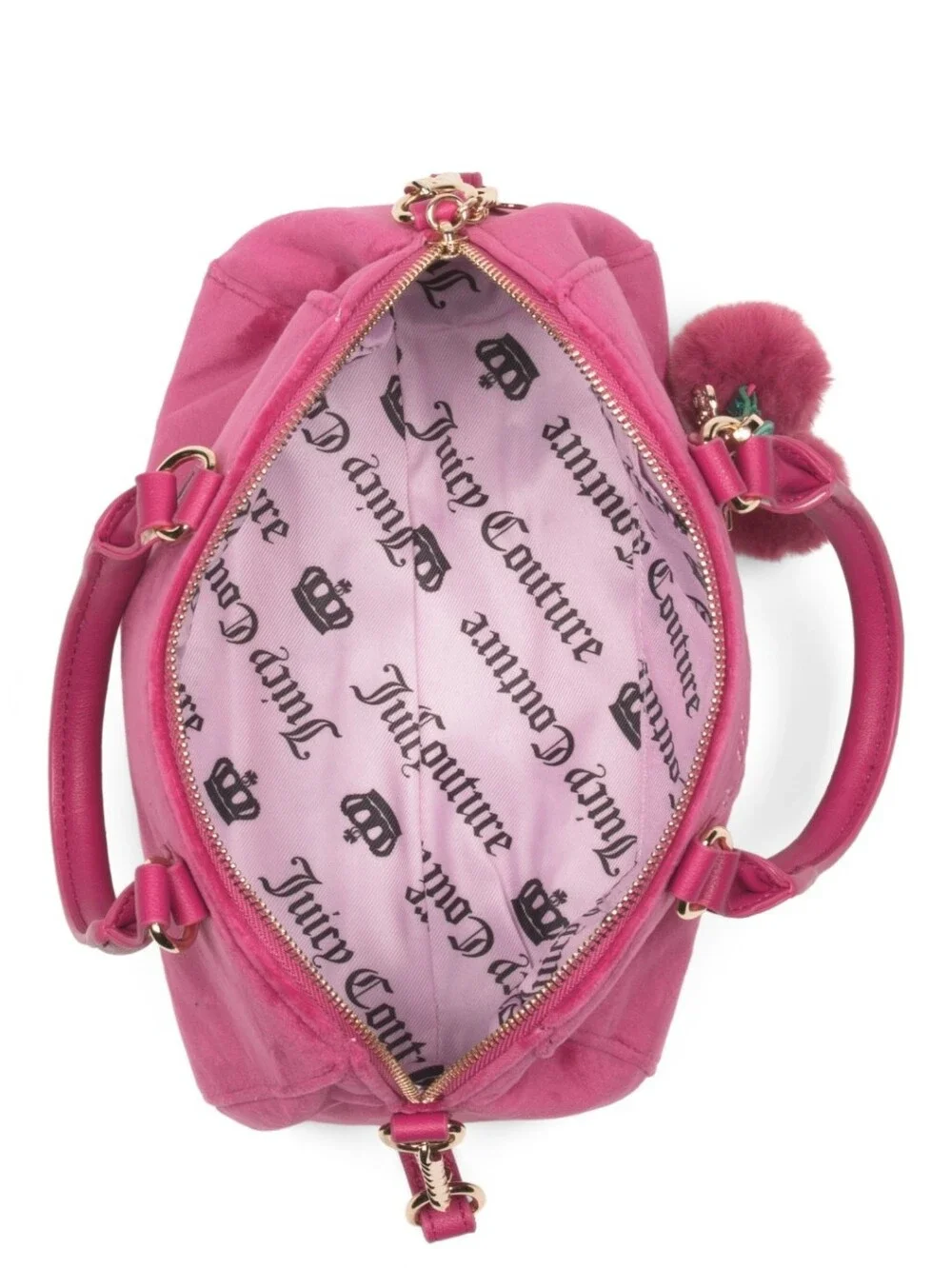 NEW Juicy Couture Velour Sweet Tea Party Raspberry Satchel